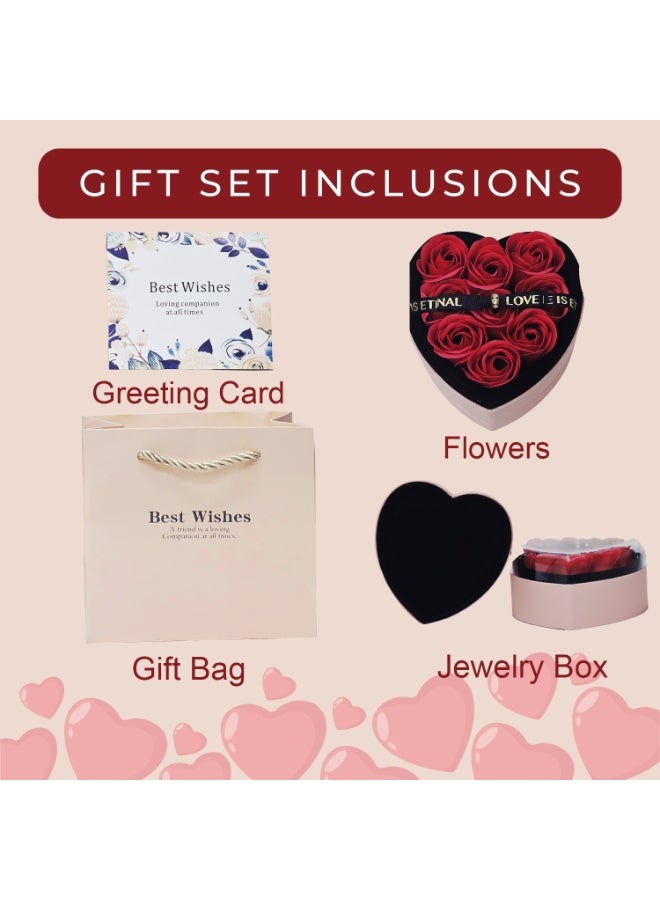 المنزل الذكي هوم سمارت علبة مجوهرات القلب الأبدي - باقة ورد مع 9 قطع صابون، طقم هدايا فاخر 2 في 1 للزوجة، الصديقة، الأم، والأخوات، مثالي لعيد الحب، ذكرى الزواج، أعياد الميلاد، وعيد الفطر. - Image 3